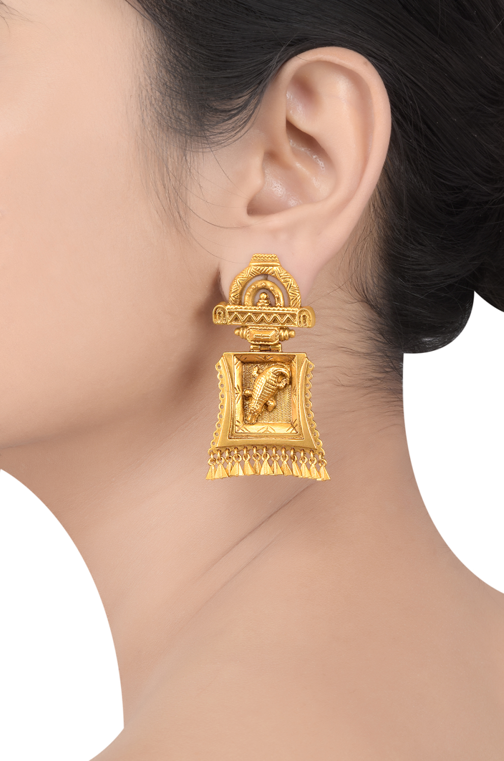 Gold plated crocodile earings by Masaba